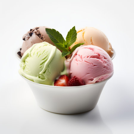 Gelato on cup isolated on white backgroundの素材