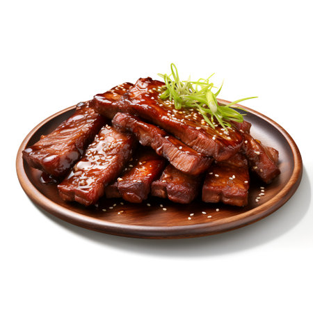 Galbi on plate  isolated on white backgroundの素材