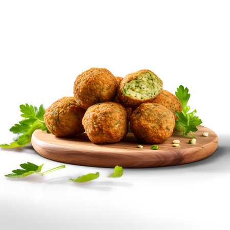 Falafel on wooden isolated on white backgroundの素材