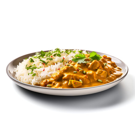 Curry on plate isolated on white backgroundの素材