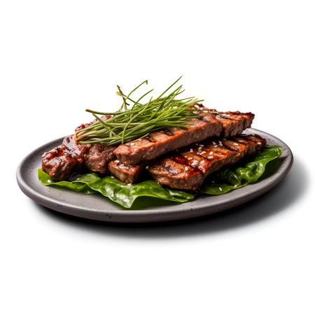 Galbi on plate  isolated on white backgroundの素材