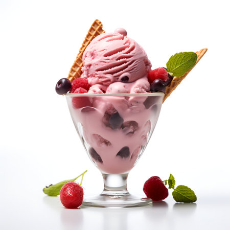 Gelato on cup isolated on white backgroundの素材