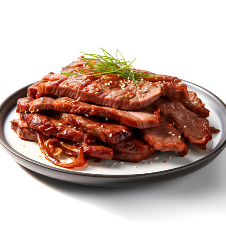 Galbi on plate  isolated on white backgroundの素材