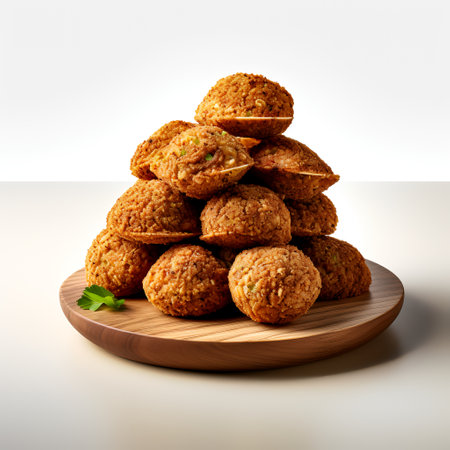 Falafel on wooden isolated on white backgroundの素材