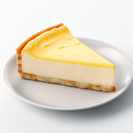 Cheesecake on plate isolated on white backgroundの素材