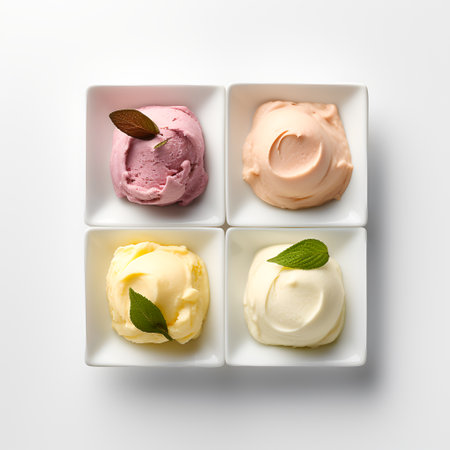 Gelato on plate isolated on white backgroundの素材