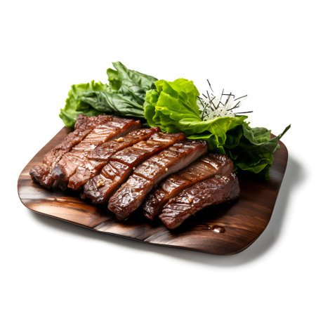 Galbi on plate  isolated on white backgroundの素材