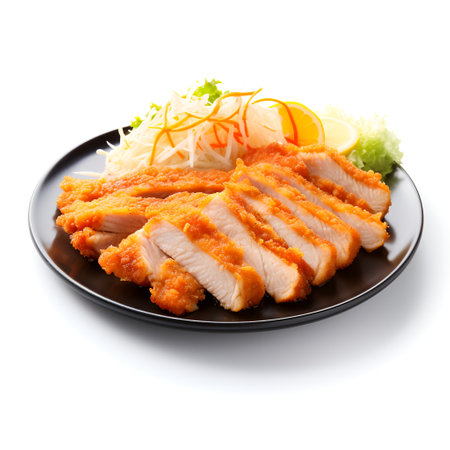 Tonkatsu on plate isolated on white backgroundの素材