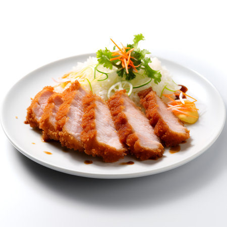 Tonkatsu on plate isolated on white backgroundの素材