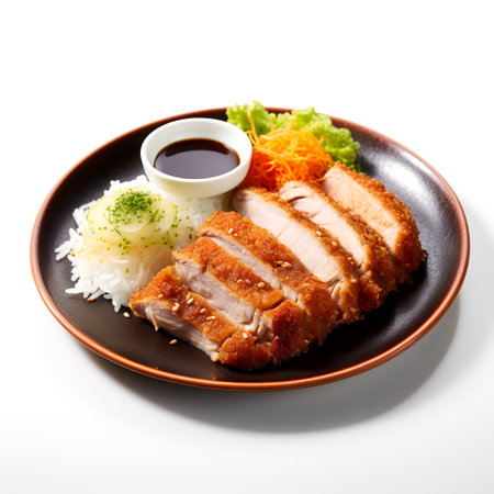 Tonkatsu on plate isolated on white backgroundの素材