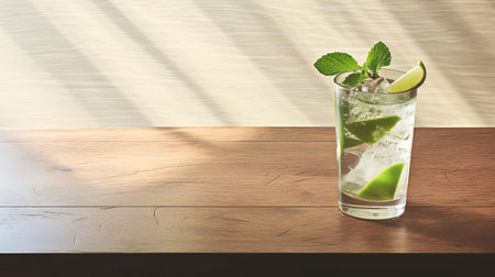 mojito on wooden tableの素材