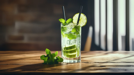 mojito on wooden tableの素材