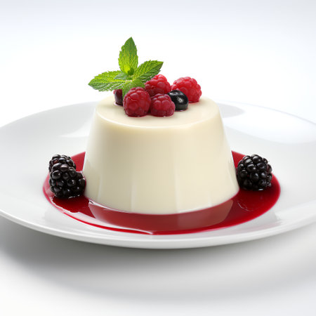 Panna cotta on glass isolated on white backgroundの素材