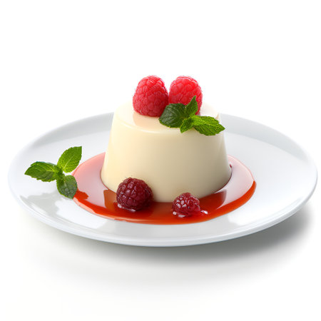 Panna cotta on glass isolated on white backgroundの素材