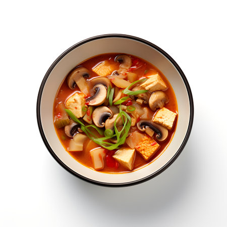Sundubu-jjigae on bowl isolated on white backgroundの素材