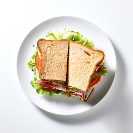 sandwich on plate isolated on white backgroundの素材