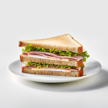 sandwich on plate isolated on white backgroundの素材