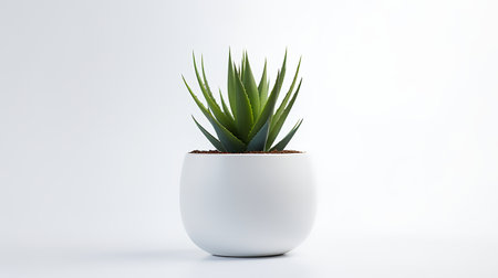 Photo of agave in minimalist pot as houseplant for home decoration isolated on white backgroundの素材