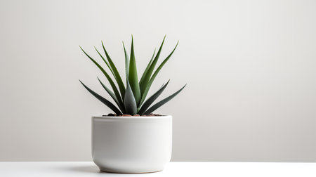 Photo of agave in minimalist pot as houseplant for home decoration isolated on white backgroundの素材