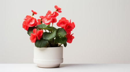 Photo of Begonia in minimalist pot as houseplant for home decoration isolated on white backgroundの素材