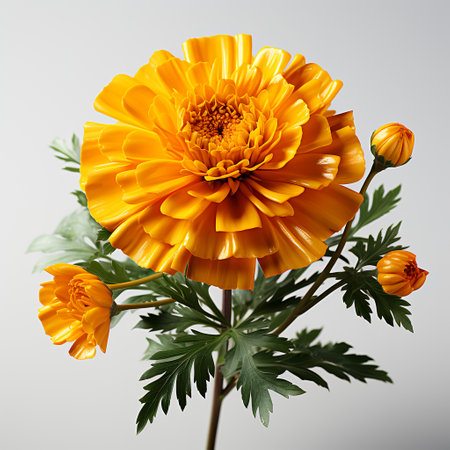 Beautiful bouquet of marigold flowers on a gray backgroundの素材