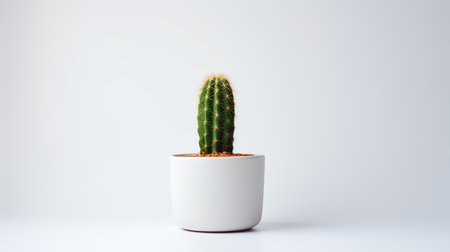 Photo of cactus in minimalist pot as houseplant for home decoration isolated on white backgroundの素材