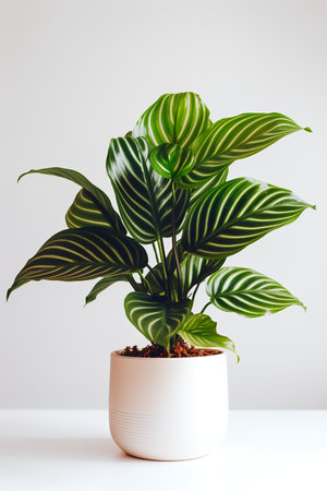 Calathea plant in a pot on a white background. Home decor.の素材