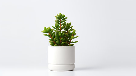 Photo of Crassula in minimalist pot as houseplant for home decoration isolated on white backgroundの素材