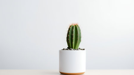 Photo of cactus in minimalist pot as houseplant for home decoration isolated on white backgroundの素材