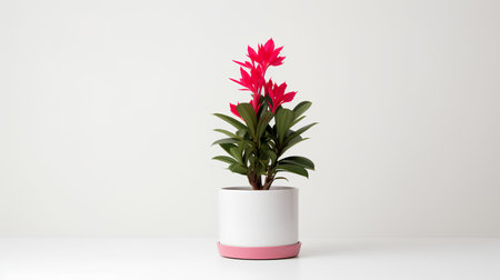 Photo of ornamental plants in minimalist pot as houseplant for home decoration isolated on white backgroundの素材