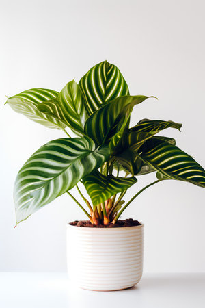 Calathea plant in a white pot on a white background.の素材