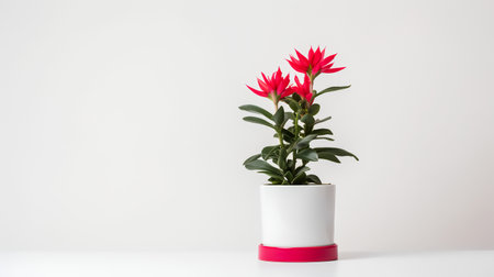 Photo of ornamental plants in minimalist pot as houseplant for home decoration isolated on white backgroundの素材