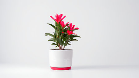 Photo of ornamental plants in minimalist pot as houseplant for home decoration isolated on white backgroundの素材