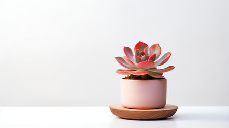 Photo of Echeveria in minimalist pot as houseplant for home decoration isolated on white backgroundの素材