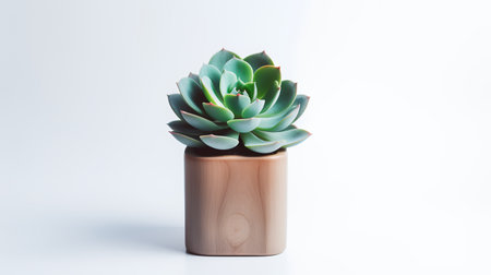 Photo of Echeveria in minimalist pot as houseplant for home decoration isolated on white backgroundの素材