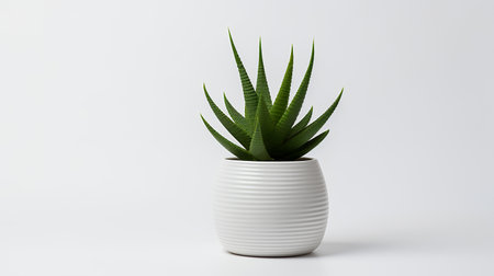 Photo of Haworthia in minimalist pot as houseplant for home decoration isolated on white backgroundの素材