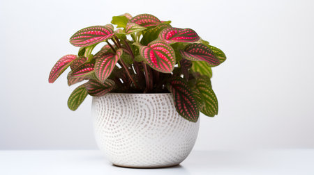 Photo of Fittonia in minimalist pot as houseplant for home decoration isolated on white backgroundの素材
