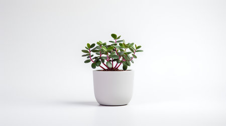 Photo of Lithop in minimalist pot as houseplant for home decoration isolated on white backgroundの素材