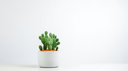 Photo of Prickly_pear in minimalist pot as houseplant for home decoration isolated on white backgroundの素材