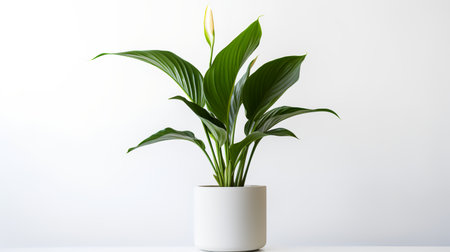Photo of Peace_Lily in minimalist pot as houseplant for home decoration isolated on white backgroundの素材