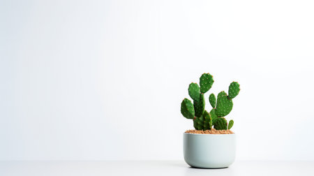 Photo of Prickly_pear in minimalist pot as houseplant for home decoration isolated on white backgroundの素材