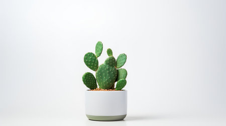 Photo of Prickly_pear in minimalist pot as houseplant for home decoration isolated on white backgroundの素材