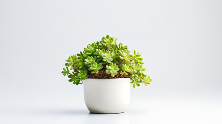 Photo of Sedum in minimalist pot as houseplant for home decoration isolated on white backgroundの素材