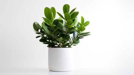 Photo of Zamioculcas_zamiifolia in minimalist pot as houseplant for home decoration isolated on white backgroundの素材