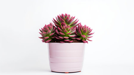 Photo of Sempervivum in minimalist pot as houseplant for home decoration isolated on white backgroundの素材