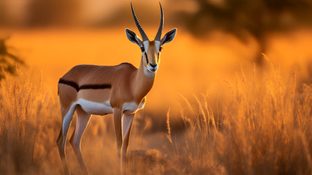 Photo of Grants Gazelle on savanna at sunsetの素材