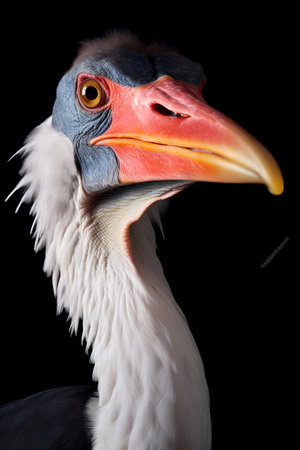 Photo of Marabou Stork on savanna at sunsetの素材