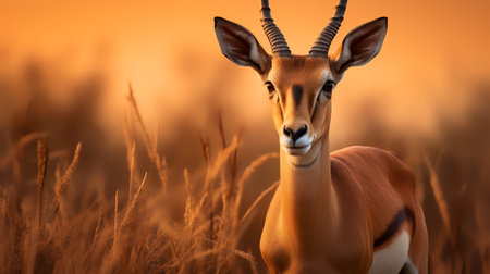 Photo of Impala on savanna at sunsetの素材