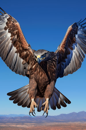 Photo of Martial Eagle on savanna at sunsetの素材