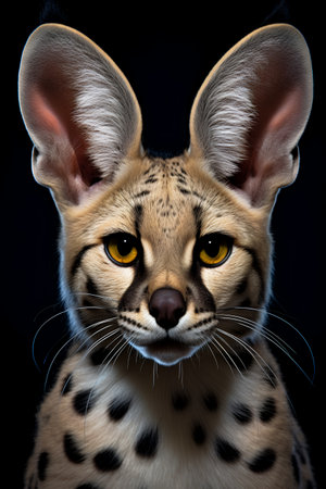 Photo of Serval on savanna at sunsetの素材